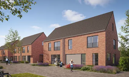 Boechout Zuiderdal Vue atmosphérique sur le cadre verdoyant du projet immobilier