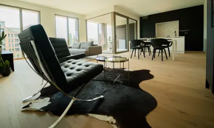 Appartement Quartier Bleu Hasselt, 2 slaapkamers en terras - foto leefruimte