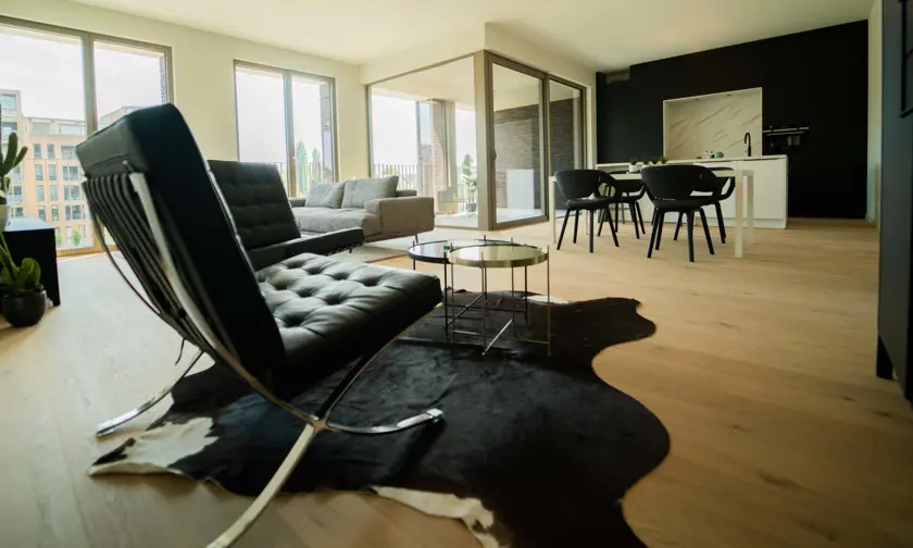 Appartement Quartier Bleu Hasselt, 2 slaapkamers en terras - foto leefruimte