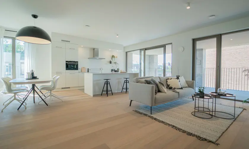 Appartement Quartier Bleu Hasselt, 3 slaapkamers en terras - foto leefruimte