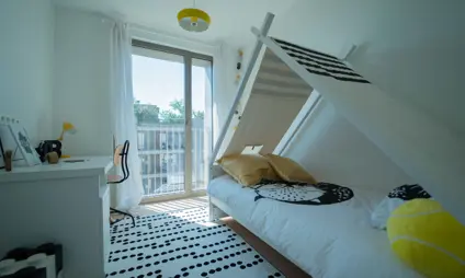 Appartement Quartier Bleu Hasselt, 3 slaapkamers en terras - foto tweede slaapkamer