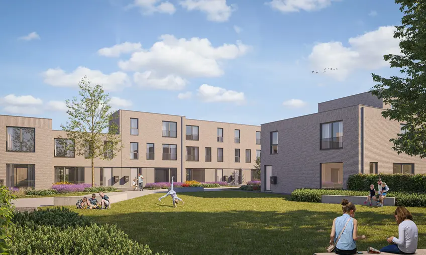 Boechout Zuiderdal Vue atmosphérique sur le cadre verdoyant du projet immobilier
