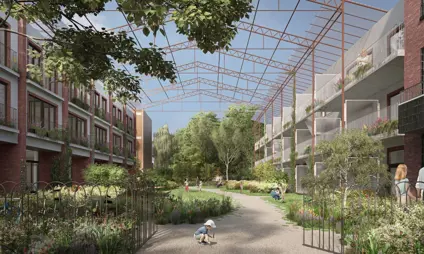 Prachtige natuurlijke tuin omringd met unieke huizen en appartementen